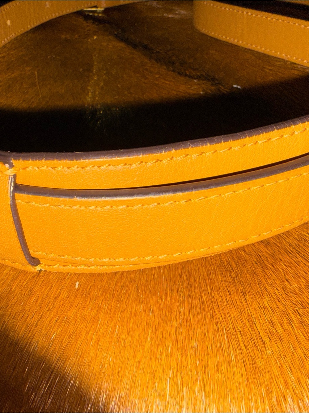 MCM Authentic Adjustable Leather Crossbody Shoulder Strap-Cognac Gold Hardware.
